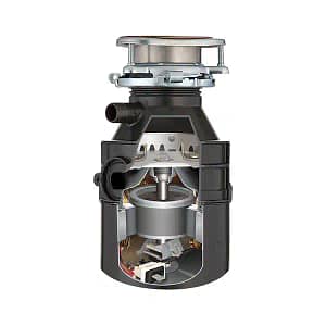 Modern kitchen sink with a functioning garbage disposal unit.