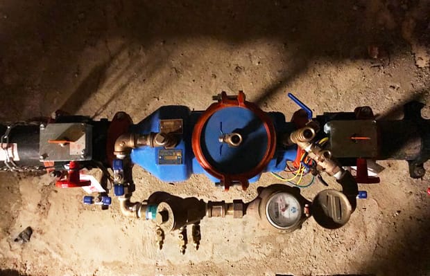 Image: Fire Sprinkler Backflow Testing - Ensuring safety and compliance with regular inspections of fire sprinkler backflow systems.